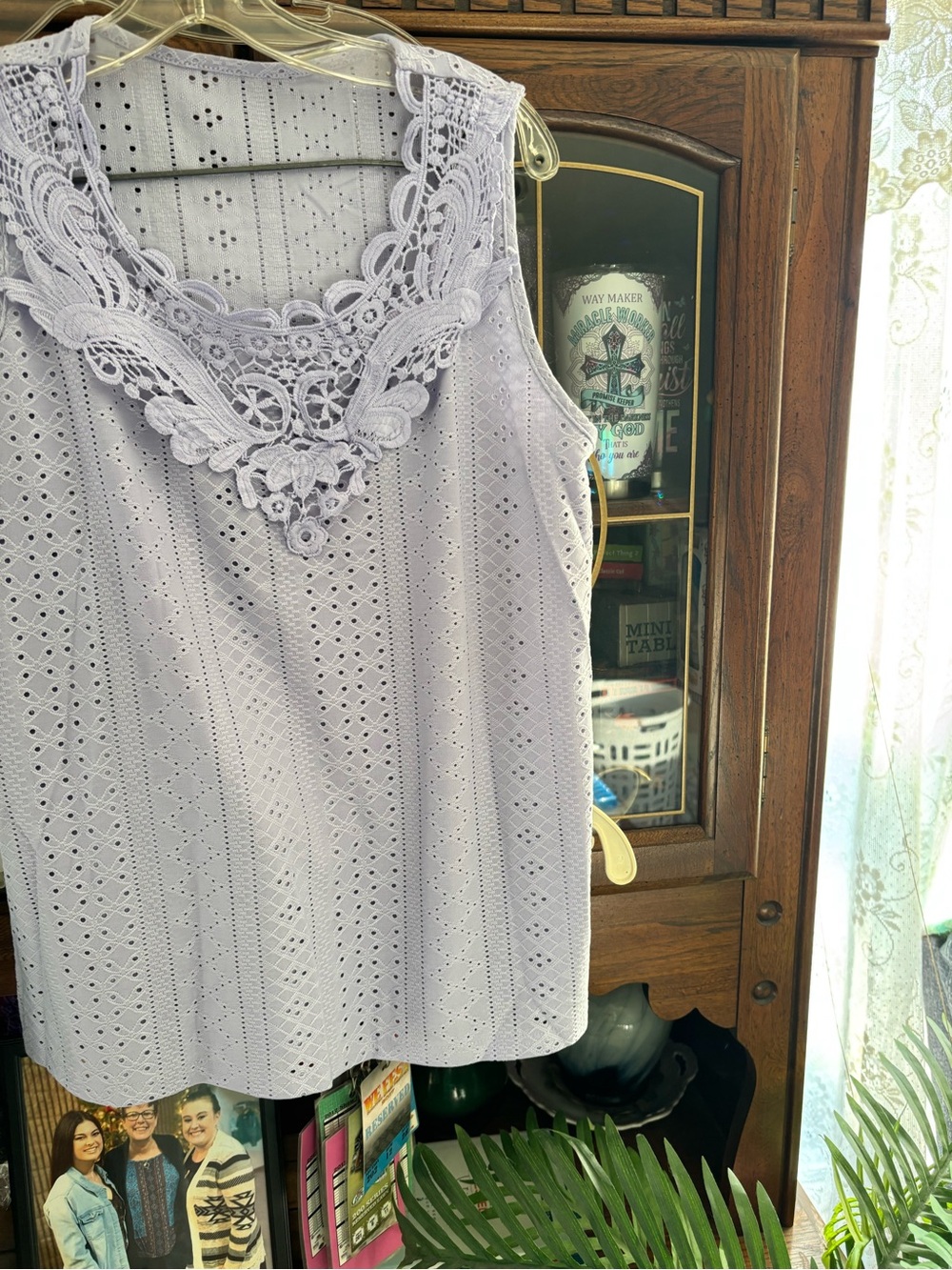 Lavender Eyelet Camisole with Crochet Neckline